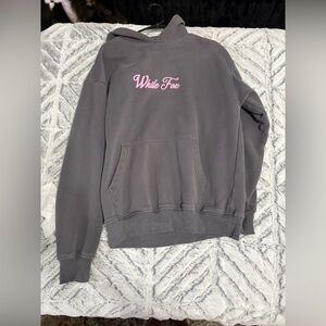 White Fox Boutique Gray Hoodie with Pink Logo